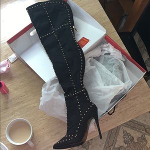 Mackin J black studded over the knee boots!